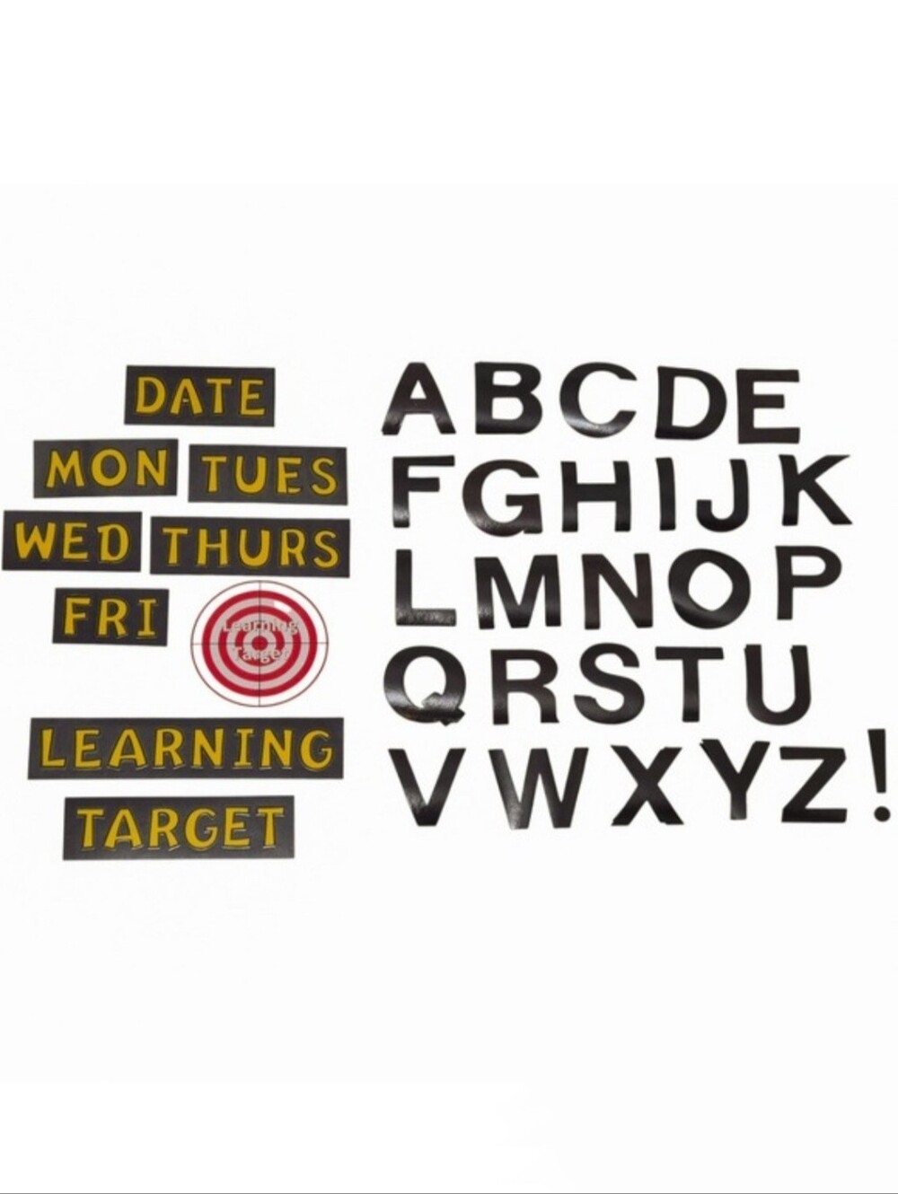 Teacher Date, Learning Target, 4" Letters Black Yellow Bulletin Board Set